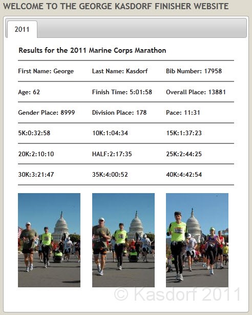 MCM 2011 325.JPG - The 36th Marine Corp Marathon in Washington DC was run on October 30, 2011. My first Marine Corp, and my second full marathon.